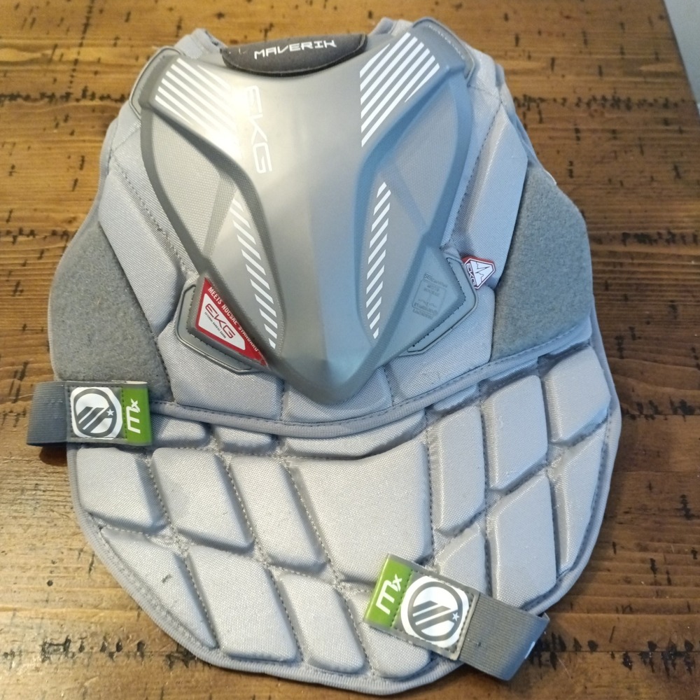 Maverik EKG Lacrosse Chest Protector Size S/M NOCSAE Certified Grey Green